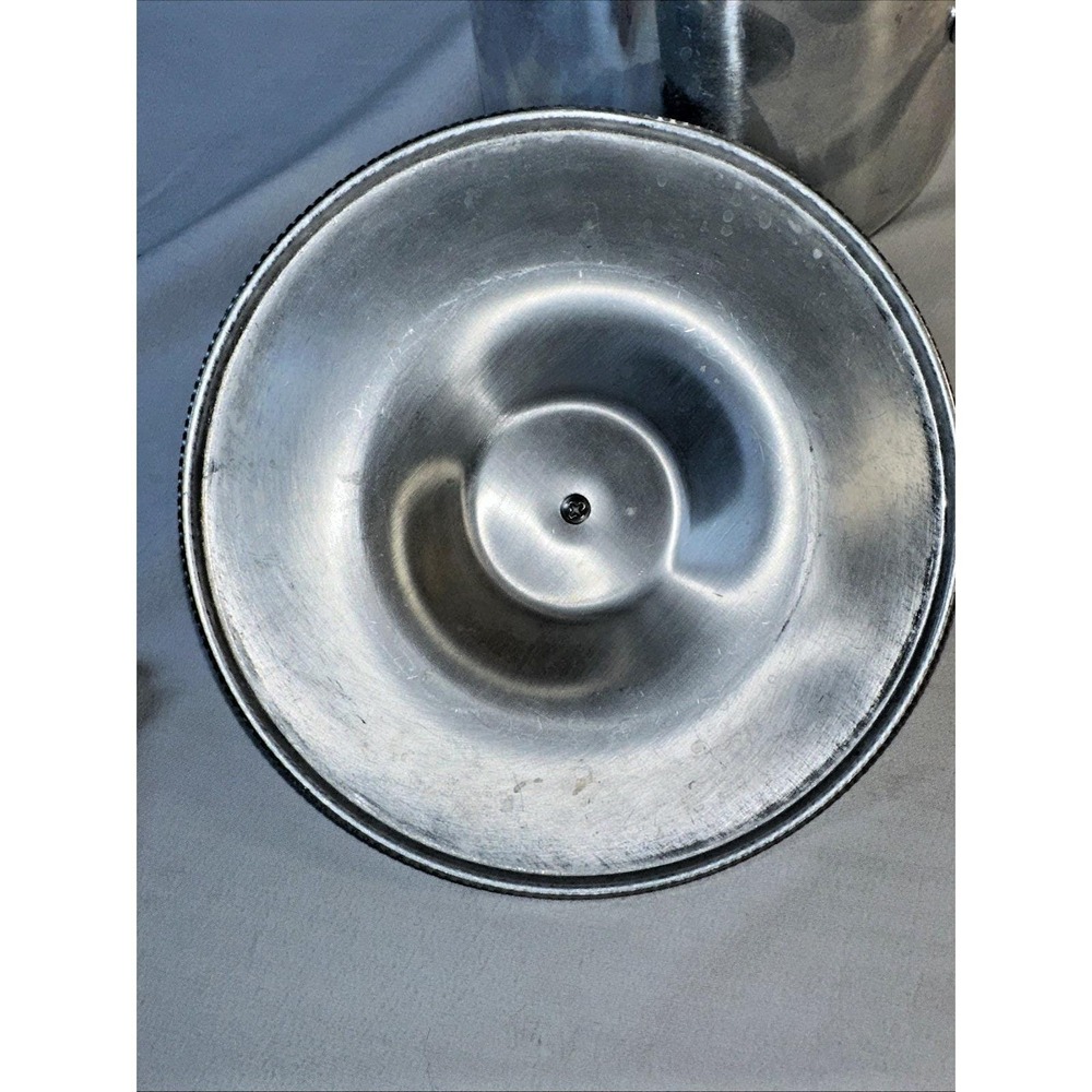 Vintage Buenilum & Pyrex Glass Lined Aluminum Ice Bucket w/ Lid Wooden Finial - Picture 3 of 12
